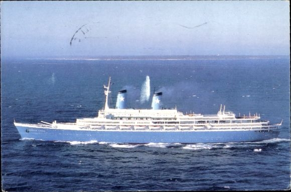 Postcard Ship M/N Achille Lauro, Lauro Lines