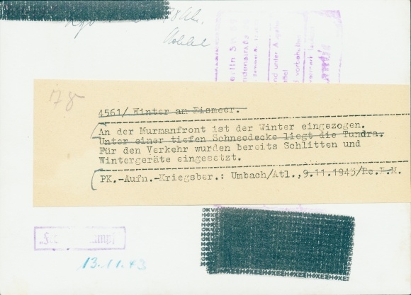 zdjęcie Rosja, Murman Front, Front Wschodni, niemiecki Wehrmacht, sanie, II WŚ