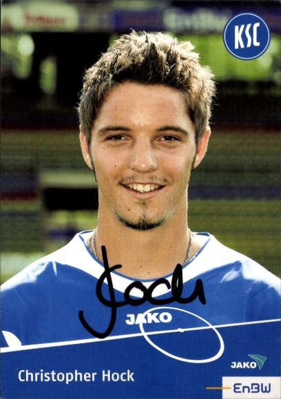 Autogrammkarte Fußballer Christopher Hock, Karlsruher SC, Autogramm