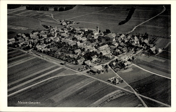 Postcard Nassenbeuren Mindelheim in Unterallgäu, aerial photograph