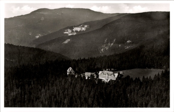 Ak Ruhestein Baiersbronn im Schwarzwald, Fliegeraufnahme, Hotel und Kurhaus Ruhestein
