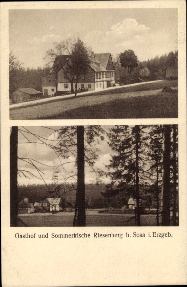 Postcard Sosa Eibenstock in the Ore Mountains, Riesenberg, Inn