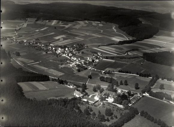 Postcard Wollmetshofen Fischach in Swabia, aerial photograph