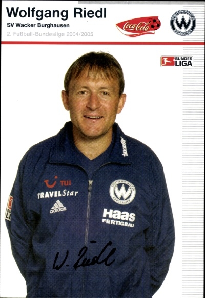 Autogrammkarte Co Trainer Wolfgang Riedl, SV Wacker Burghausen, Autogramm