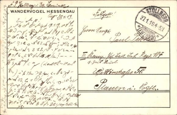 Artist Postcard Pfeiffer H.,The five Wandervögel,Silhouette, Wandervogel Hessengau