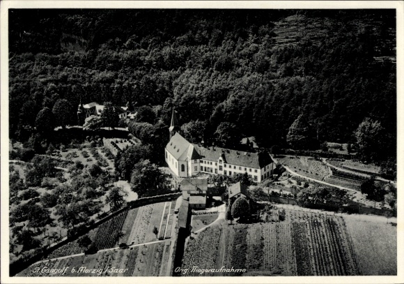 Postcard Sankt Gangolf Mettlach in Saarland, aerial photograph