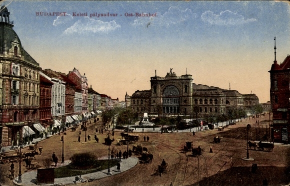 Postcard Budapest Hungary, East Station