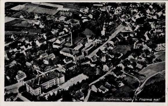 Ak Schönheide im Erzgebirge Sachsen, Fliegeraufnahme