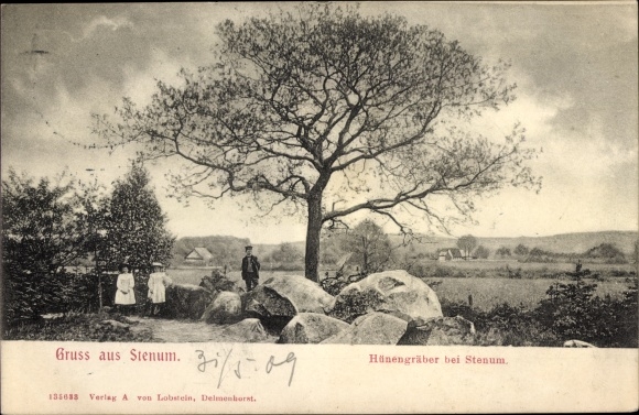 Postcard Stenum Ganderkesee Lower Saxony, megalithic tombs