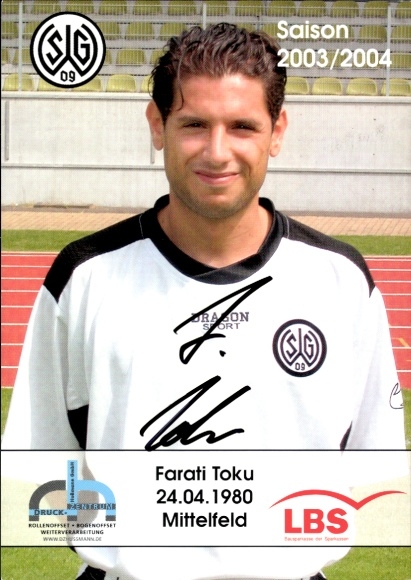 Autograph card footballer Farati Toku, SG Wattenscheid 09, autograph