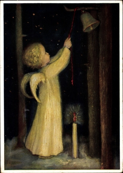 Artist PC Spötl, M., congratulations Christmas, angel, candle
