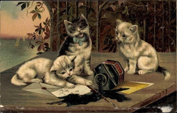 Ak Drie kleine katten, inktpot
