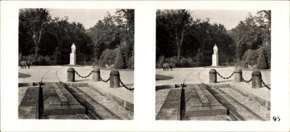 Stereo spatial image &quot;The Battle in the West&quot; No. 95, Foch monument, in the forest of Compiegne