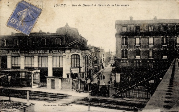 Postcard Juvisy CPA 78, PALAIS CHAUSSURE, Rue de Draveil et Palais de la Chaussure, Chausson, Choisy...