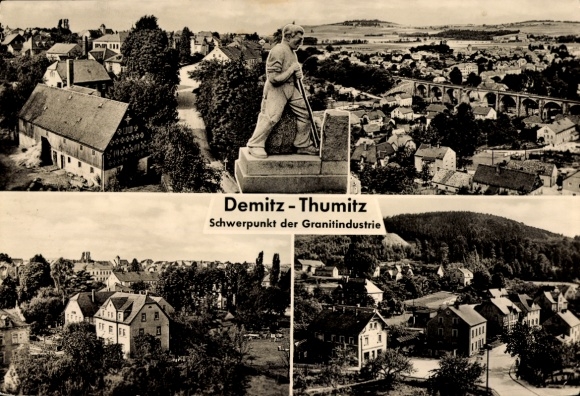 Ak Demitz Thumitz in Sachsen, Teilansichten, Granitindustrie