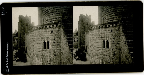 Stereo photo Carcassonne Aude, party in the castle, 1910