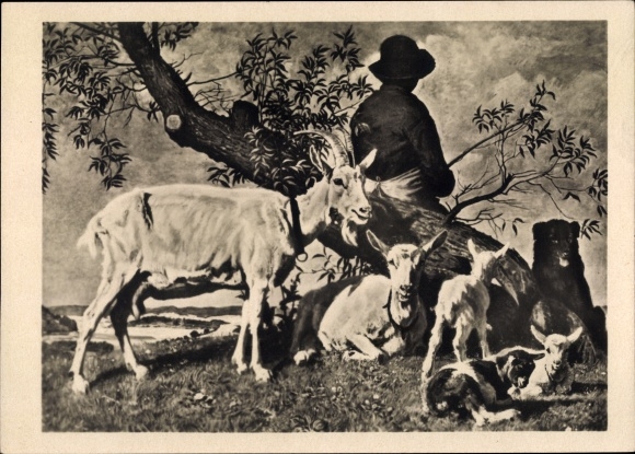 Artist PC Junghanns, Jul. P., pasture idyll, goats, HDK 510