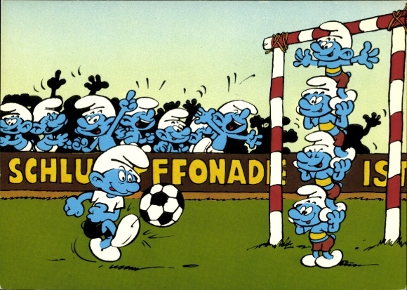 Postcard The Smurfs, football game