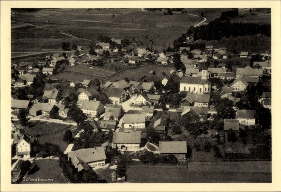 Postcard Schwabsoien in Upper Bavaria, aerial photograph