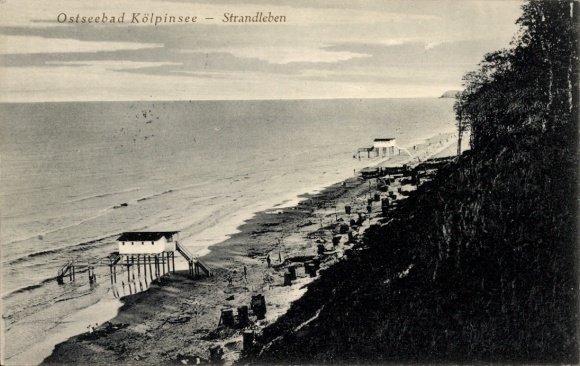 Postcard Ostseebad Kölpinsee on Usedom, beach