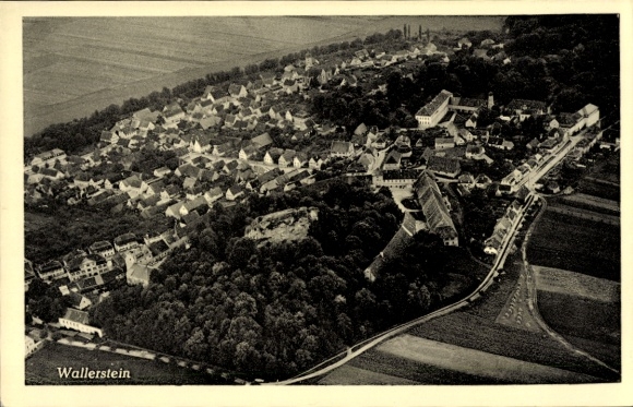 Postcard Wallerstein in Swabia, aerial photograph