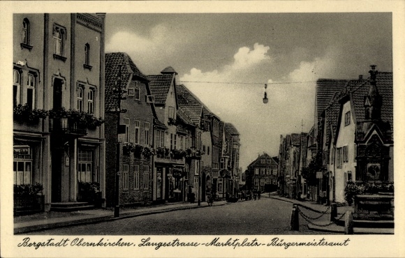 Postcard Obernkirchen in Schaumburg, Langestraße, market square, mayor's office