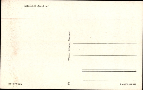 Postcard motor ship Nautilus on the Baltic Sea