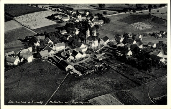 Postcard Attenkirchen in Upper Bavaria, aerial photograph
