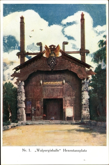 Artist Postcard Thale in the Harz Mountains, Walpurgishalle on the Hexentanzplatz