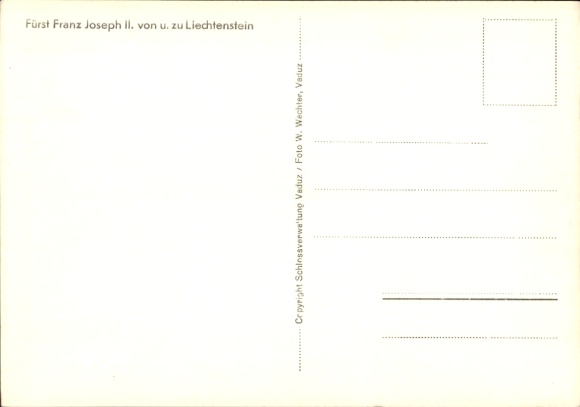 Postcard Prince Franz Joseph II of Liechtenstein