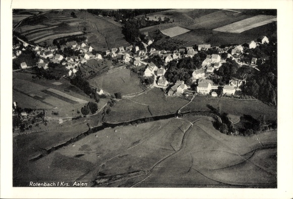 Postcard Rötenbach Abtsgmünd Ostalbkreis, aerial photograph