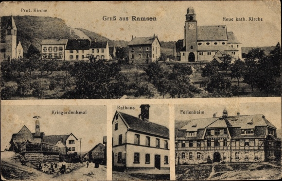 KP Ramsen in der Pfalz, pomnik wojenny, ratusz, dom letniskowy, kościół katolicki