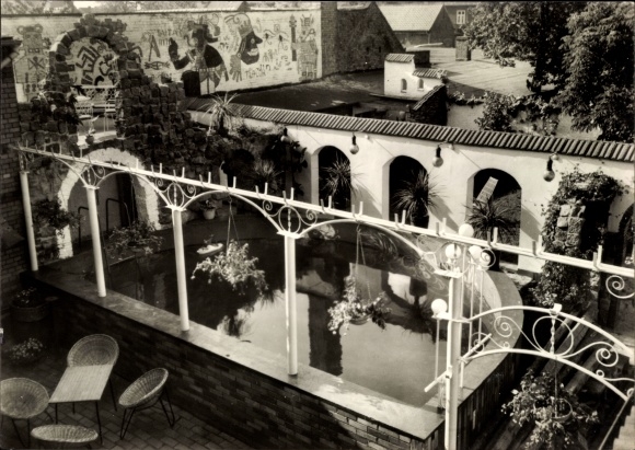 Postcard Großräschen in Lower Lusatia, Acksel restaurant, Mexican bath with roof garden