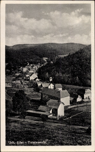 Postcard Urft Kall in the Eifel, total view of the village
