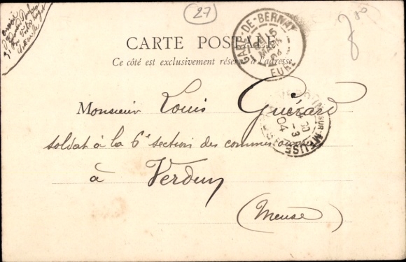 Postcard Bernay Eure, station track side, platform, steam locomotive
