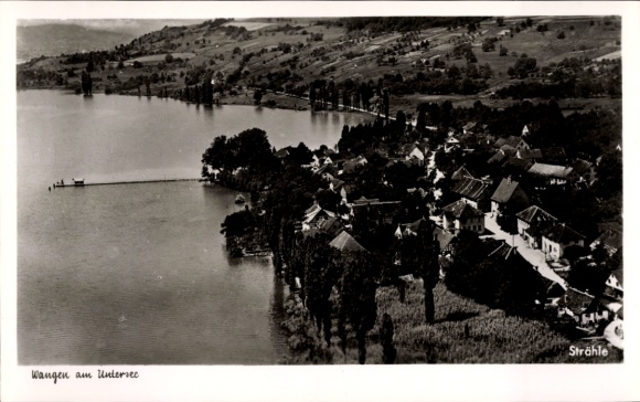 Postcard Wangen am Untersee Öhningen in Baden, aerial photograph