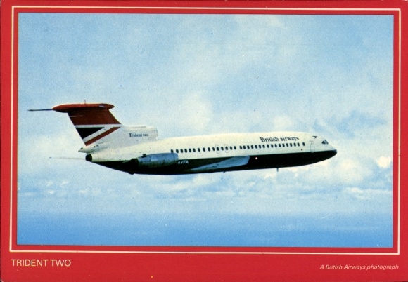 Postcard passenger aircraft British Airways, Trident Two