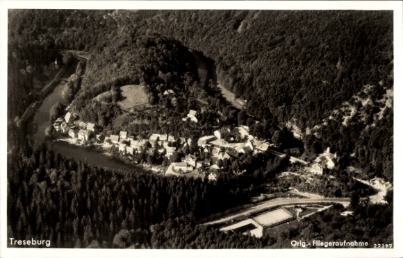 Ansichtkaart Treseburg Thale in de Harz, luchtfoto