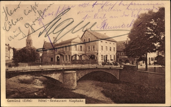 Postcard Gemünd Schleiden in the Eifel, Hotel Restaurant Klaphake