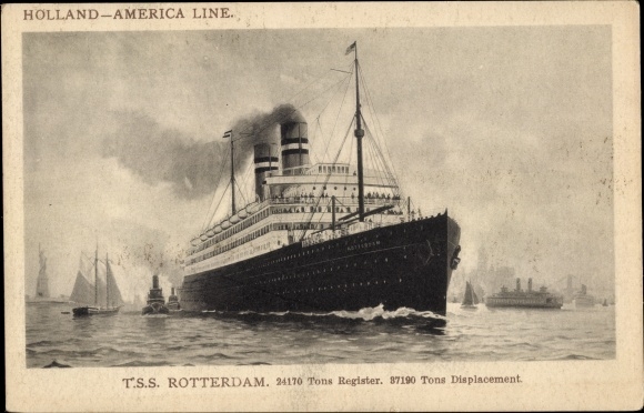 Postcard steamer TSS Rotterdam, Holland-America Line HAL