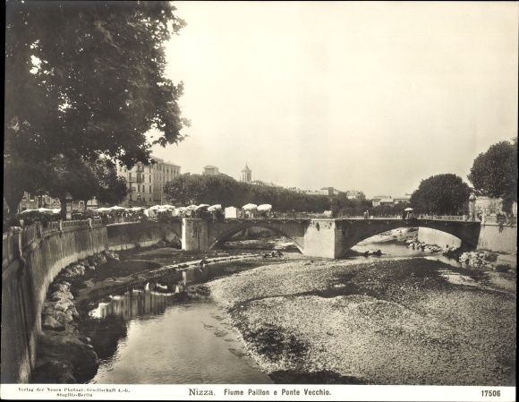 Photo Nice Nice Alpes Maritimes, Paillon River and Ponte Vecchio, circa 1900