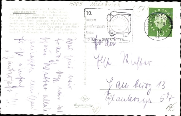 Postcard Büderich Meerbusch on the Lower Rhine, Rheingaststätte Mönchenwerth
