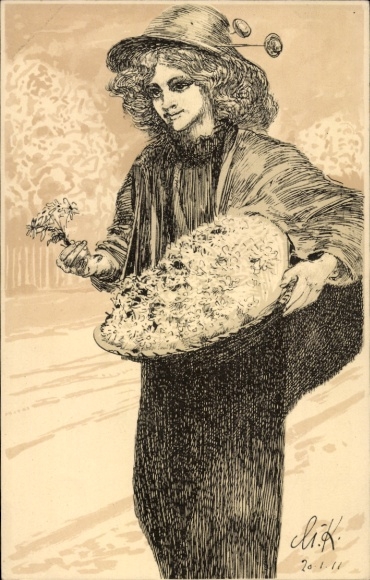 Artist Postcard Klinger, Max, Leipzig in Saxony, Marguerite Day 1911, Meissner & Buch