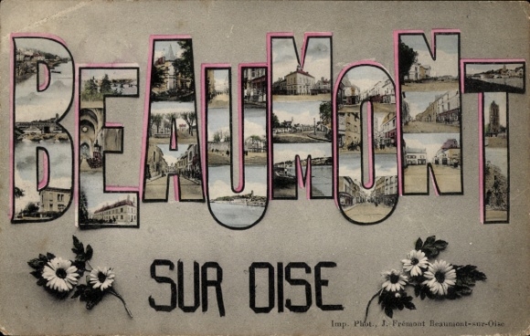 Letters Postcard Beaumont sur Oise Val d'Oise, detailed views of the city