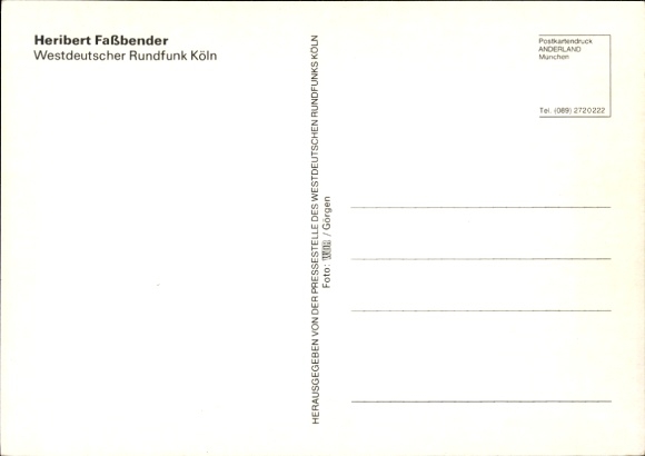 Postcard journalist and presenter Heribert Faßbender, portrait, autograph