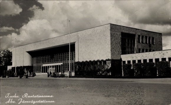 Postcard Turku Åbo Finland, train station