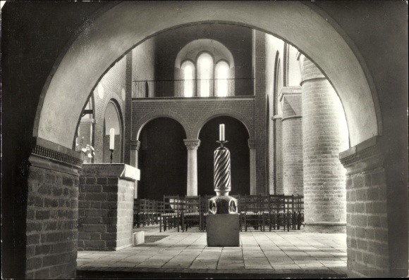 Postcard Jerichow an der Elbe, monastery church (2nd half of the 12th century), view from the crypt to the west