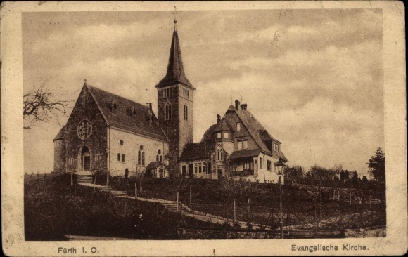 Postcard Fürth im Odenwald, evangelical church