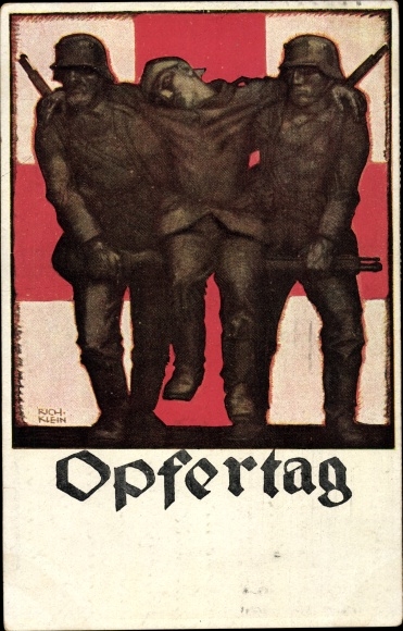 Artist PC Klein, Rich., Sacrifice Day 1917, Bavarian. State Committee of the Red Cross, wounded soldier