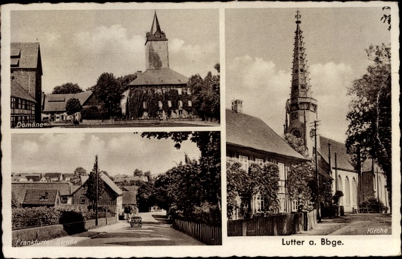 Postcard Lutter am Barenberge in Lower Saxony, domain, Frankfurter Strasse, church